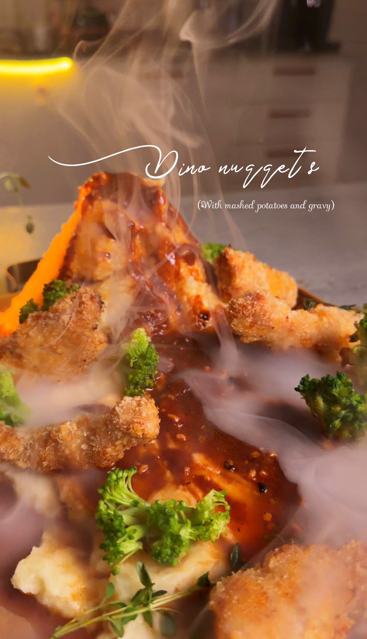 Dino Nuggets with Mashed Potato Volcano